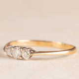 Trilogy vintage in oro giallo 9K con diamanti di taglio brillante (0.12ctw ca.), anno 1981