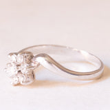 Anello a margherita vintage in oro bianco 14K con diamanti (0.35ctw ca.), anni ‘80