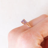 Anello vintage in oro rosa 9K con ametiste (0.90ctw ca.) e diamanti, anni ‘80/‘90