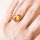 Anello Art Déco da cocktail in oro giallo 9K con quarzo citrino (7.20ct ca.), anni ‘30