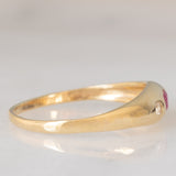 Trilogy gypsy vintage in oro giallo 14K con rubino e diamanti, anni ‘70/‘80