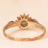 Anello a fiore vintage in oro giallo e bianco 9K con diamanti (0.20ctw ca.) anni ‘70