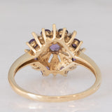 Anello a fiore vintage in oro giallo 8K con ametiste (0.30ctw ca.) e opali, anni ‘80