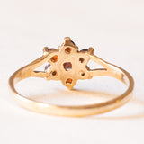 Anello a margherita vintage in oro giallo 9K con granati, anno 1979