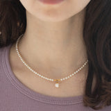 Collana vintage in oro giallo 18K con perle bianche, anni ‘70