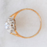 Anello a margherita vintage in oro giallo e bianco 9K con zaffiro e diamanti, anno 1992