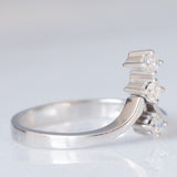 Trilogy vintage in oro bianco 14K con diamanti di taglio brillante (0.15ctw ca.), anni ‘70