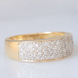 Anello a fascia vintage in oro giallo 14K con pavé di diamanti (0.50ctw ca.), anni ‘70