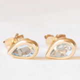 Orecchini vintage a goccia in oro giallo 9K con topazi azzurri (0.70ctw ca.)