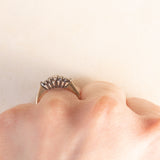 Anello vintage in oro giallo e bianco 9K con diamanti (0.24ctw ca.), anno 1977