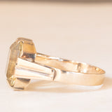 Anello vintage in stile Art Déco in oro giallo 8K con quarzo citrino (2.50ct ca.), anni ‘50