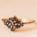 Anello a fiore vintage in oro giallo 9K con zaffiri (0.30ctw ca.), anni ‘80
