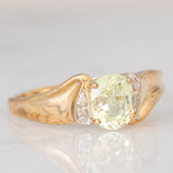 Anello moderno in oro giallo 9K con topazio verde (0.90ct ca.) e diamanti, anno 2007