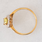 Anello a margherita in oro giallo 9K con sfene (0.98ct) e zirconi