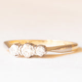 Trilogy antico in oro giallo 18K e platino con diamanti di taglio vecchia miniera (0.18ctw ca.), anni ‘10/‘20