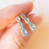 Orecchini vintage in oro giallo 9K con tormaline azzurre (1ctw ca.), anni ‘90