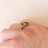 Anello Claddagh irlandese in oro giallo 9K con marmo verde irlandese (Connemara)