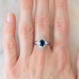 Ballerina in blu - Anello ballerina vintage in platino con zaffiro e diamanti