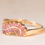 Anello vintage in oro giallo 9K con tormaline rosa (0.40ctw ca.), anni ‘70