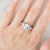 Anello vintage in oro bianco 10K con acquamarina (2.20ct ca.) e diamanti (0.13ctw ca.), anni ‘90
