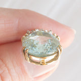 Ciondolo vintage in oro giallo e bianco 14K con acquamarina (10ct ca.) e diamanti di taglio brillante (0.25ctw ca.), anni ‘70