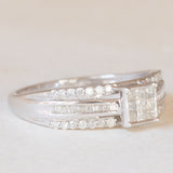 Anello vintage a fascia in oro bianco 9K con diamanti (0.40ctw ca.)