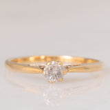 Solitario vintage in oro giallo 9K con diamante salt and pepper di taglio brillante (0.25ct ca.)