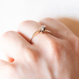 Anello Toi et Moi vintage in oro giallo 14K con diamanti di taglio vecchia Europa (0.20ctw ca.), anni ‘60/‘70