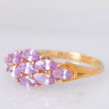 Anello in oro giallo 9K con zaffiri rosa sintetici (1.24ctw)