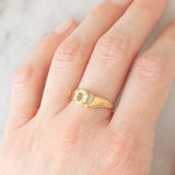 Anello moderno in oro giallo 9K con topazio verde (0.90ct ca.) e diamanti, anno 2007