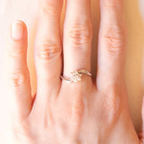 Anello a margherita vintage in oro bianco 14K con diamanti (0.35ctw ca.), anni ‘80