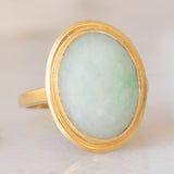 Anello vintage in oro giallo 18K con giada (8.50ct ca.), anni ‘70