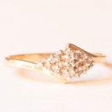 Anello vintage in oro giallo e bianco 9K con diamanti (0.08ctw ca.), anno 1993