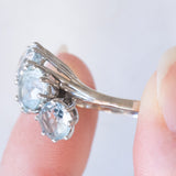 Anello vintage in oro bianco 14K con acquamarine (2.20ctw ca.), anni ‘70/‘80