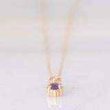 Collana vintage in oro giallo 10K con punto luce con ametista e diamante