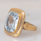 Anello da cocktail vintage in oro giallo 8K con spinello azzurro sintetico (7ct ca.), anni ‘60/‘70