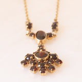 Collier vintage in oro giallo 8K con granati, anni ‘50/‘60