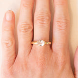 Solitario vintage in oro giallo 14K con morganite (1ct ca.), anni ‘80