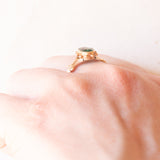 Anello vintage in oro giallo 9K con smeraldo sintetico (0.65ct ca.), anni ‘50