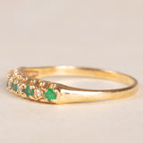 Veretta vintage in oro giallo 9K con smeraldi (0.15ct ca.) e diamanti (0.04ctw ca.), anno 1987