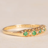 Veretta vintage in oro giallo 9K con smeraldi (0.15ct ca.) e diamanti (0.04ctw ca.), anno 1987