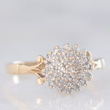 Anello a fiore vintage in oro giallo 9K con diamanti (0.18ctw ca.), anni ‘80