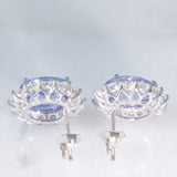 Orecchini a margherita vintage in platino con tanzaniti (4.45ctw) e diamanti (1.26ctw), anni ‘80/‘90