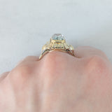Anello da cocktail vintage in oro giallo 8K con acquamarina (2.50ct ca.), anni ‘60/‘70