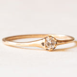 Solitario vintage in oro giallo 14K con diamante di taglio brillante (0.15ct ca.), anni ‘60/‘70