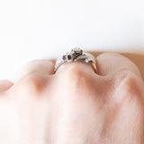 Anello Toi et Moi Art Nouveau in oro giallo 18K e argento con diamanti di taglio rosetta, anni ‘10/‘20