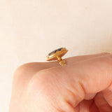 Solitario vintage in oro giallo 18K con granato, anni ‘40/‘50