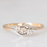 Trilogy antico in oro giallo 9K e platino con diamanti (0.10ctw ca.), anni ‘10/‘20