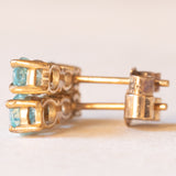 Orecchini vintage in oro giallo 9K con tormaline azzurre (1ctw ca.), anni ‘90