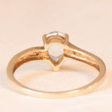 Anello vintage in oro giallo 9K con topazio azzurro (0.70ct ca.) e diamanti, anni ‘70/‘80